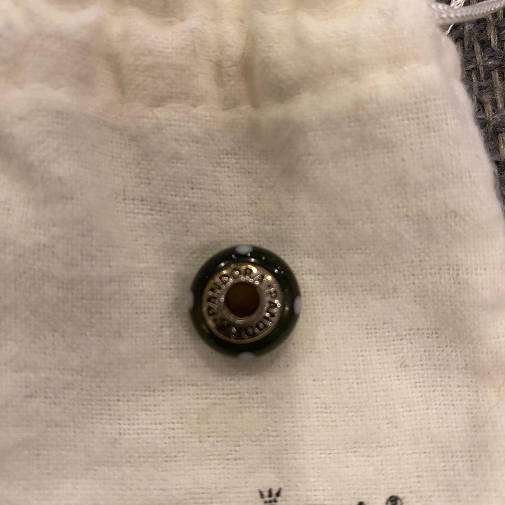 Pandora Black Murano Glass Charm with Silver Accents